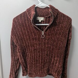 Pink Rose Maroon Half-Zip Sweater